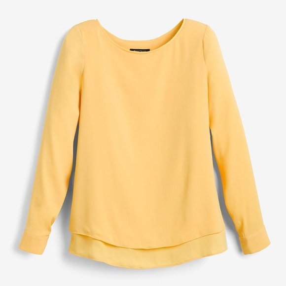 WHBM Maize Yellow Layered Split-Back Blouse sz 4 - Picture 3 of 13